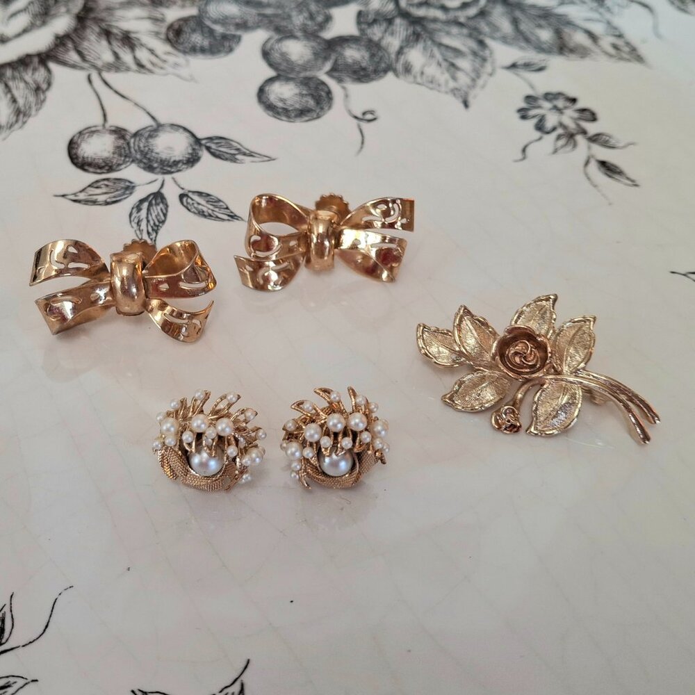 Vintage Jewlery Lot Avon Brooch with Coro Earrings, etc.
